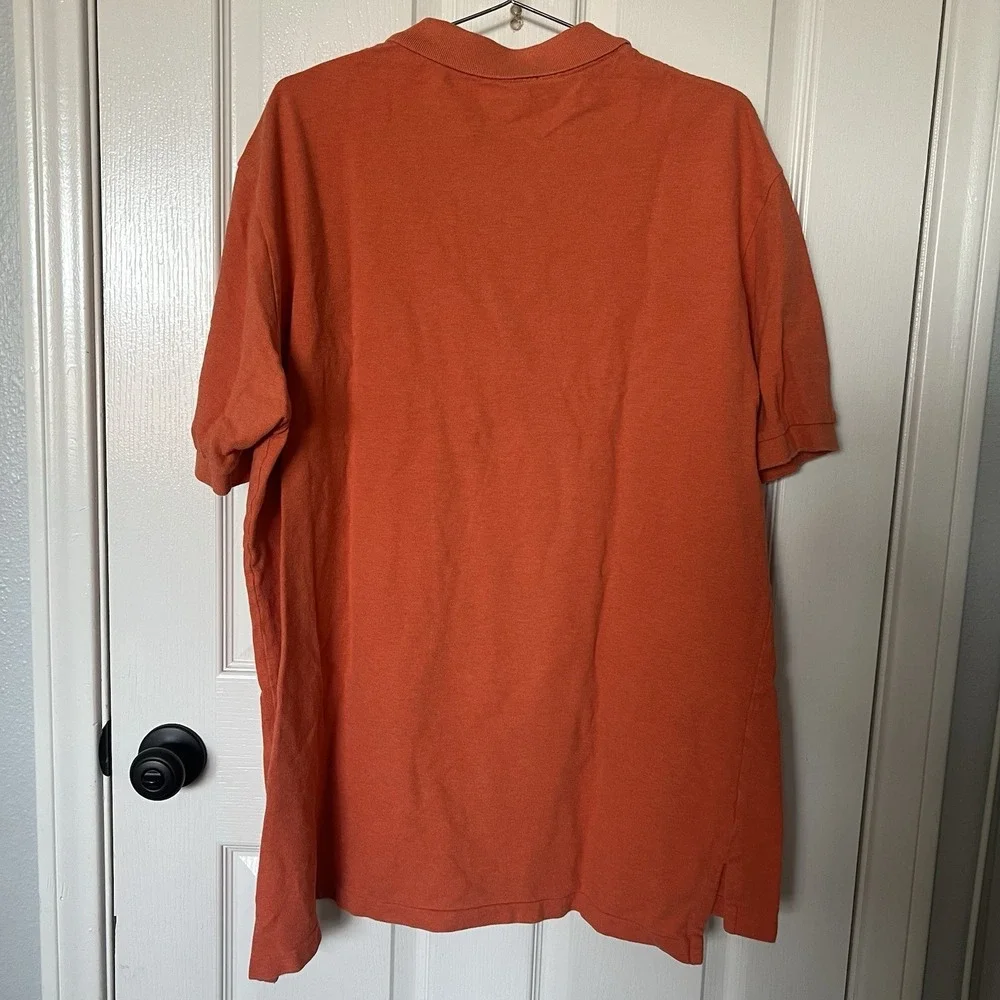 Polo Ralph Lauren Men's 2XL XXL Polo Shirt Orange Navy Pony - Picture 5 of 7